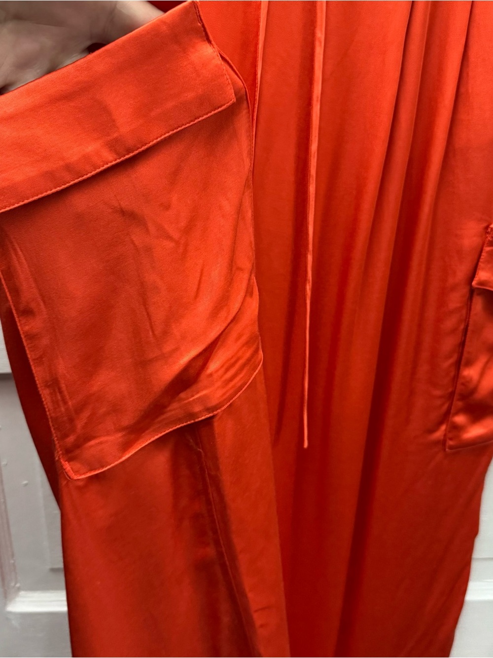Nation Ltd Red Satin Wide Leg Cargo Pants L - Picture 3 of 10